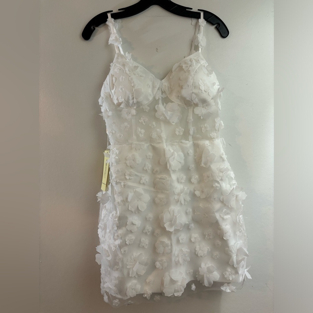 3D Flower Short Spaghetti Strap Party Gown A-line Tulle Homecoming Dress - Picture 5 of 11